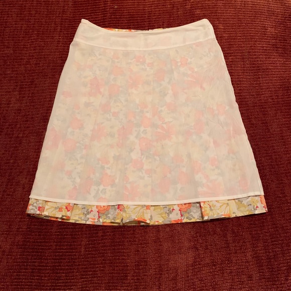 A-Line Skirt with Yellow Orange Red White Grey Flowers - Picture 6 of 9
